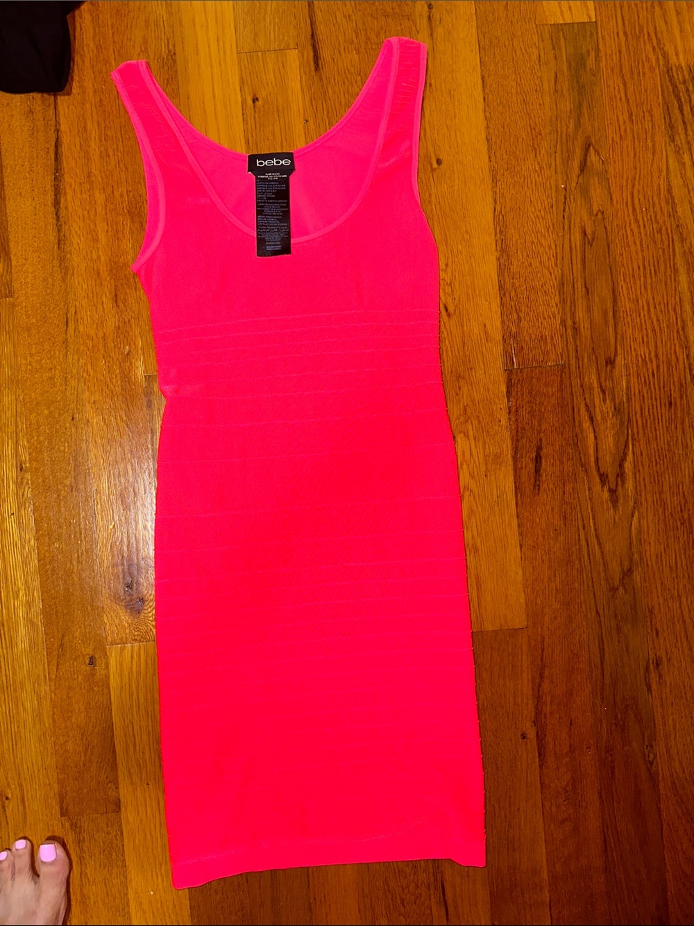 Bebe Sleeveless Bodycon Dress in Hot Coral - Picture 6 of 10